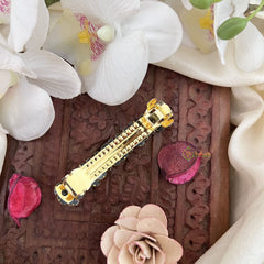 Vriksham Kundan Hair Clip-White-Twisted Floral-H993