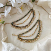 Premium Green AD Stone Layered Pearl Maatil-Ear Chain-G14232