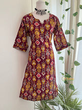 Ethnic Wear Maroon Ikat Print Straight Cut Kurti -Vriksham-VS5153