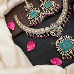Vriksham Contemporary Bridal With Victorian Emerald Centerpiece AD Zircont Hasli Neckpiece-VV2023