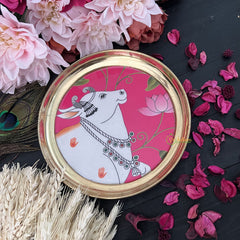 Vriksham Pichwai Art Cow Printed Plate-RG262