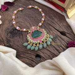 Dual Peacock Jadau Kundan Short Neckpiece-J2489