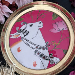 Vriksham Pichwai Art Cow Printed Plate-RG262