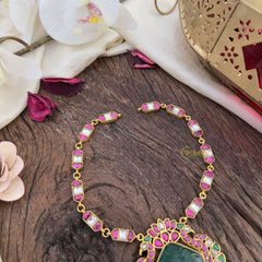 Dual Peacock Jadau Kundan Short Neckpiece-J2489