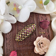 Vriksham Silk Thread Kundan Saree Pin-Maroon-H996