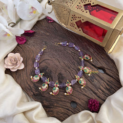 Purple Bead Jadau Kundan Maanga Neckpiece-J2493