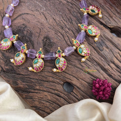 Purple Bead Jadau Kundan Maanga Neckpiece-J2493