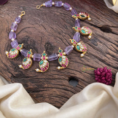 Purple Bead Jadau Kundan Maanga Neckpiece-J2493