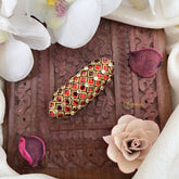 Vriksham Silk Thread Kundan Saree Pin-Red-H998