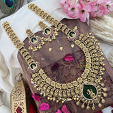 Vriksham Gold Look Alike Floral Lakshmi Long Neckpiece-Gold Bead-G18046