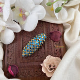 Vriksham Silk Thread Kundan Saree Pin-Blue-H999