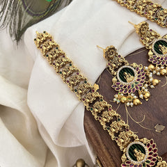 Vriksham Gold Look Alike Floral Lakshmi Long Neckpiece-Gold Bead-G18046