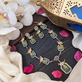 Vriksham Antique Gold-Finish Victorian Parrot & Emerald-Green Stone Short Neckpiece-VV2020