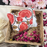 Vriksham Floral Cotton Pouch, Purse for Women with Zipper-White-G19190