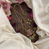 Vriksham Exclusive Red Stone Pendant Chain-Green Bead-G15650