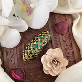 Vriksham Silk Thread Kundan Saree Pin-Green-H1002