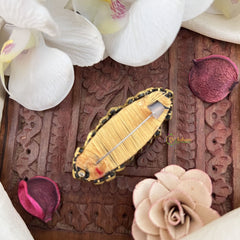 Vriksham Silk Thread Kundan Saree Pin-Green-H1002