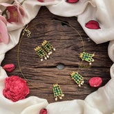 Vriksham Premium 3 Square Pendant Invisible Chain-Green-G20624