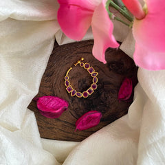 Designer Bridal Nath / Nose pin-Red-G13788