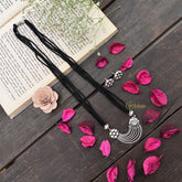 Vriksham Ornate Silver Oxidized Pendant With Black Beaded Magalsutra-S999