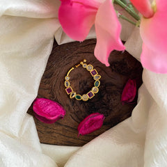 Designer Bridal Nath / Nose pin-Red White-G13789