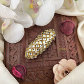 Vriksham Silk Thread Kundan Saree Pin-White-H1004