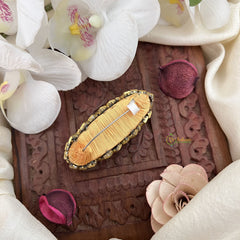 Vriksham Silk Thread Kundan Saree Pin-White-H1004