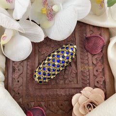 Vriksham Silk Thread Kundan Saree Pin-Blue-H1007