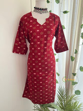 Ethnic Wear Maroon Gold Foil Lotus Print Straight Cut Kurti-Vriksham-VS5159