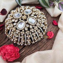 Vriksham Luxury Kundan & Pearl Studded Hair Bun Net & Hair Bun Cage Accessory-BH1265