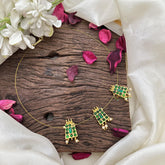 Temple Green Kemp Stone Pendant Invisible Chain Neckpiece-G15541