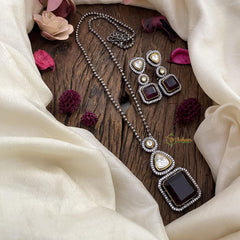 Deep Maroon Victorian Diamond Pendant Chain -Square-VV581