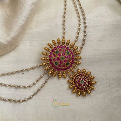 Elegant Flower Jada Bun Billai with Maatil - Pearl Maatil - G11476