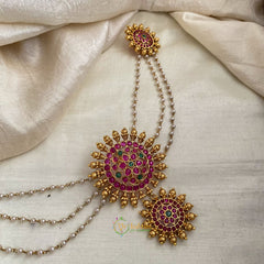 Elegant Flower Jada Bun Billai with Maatil - Pearl Maatil - G11476