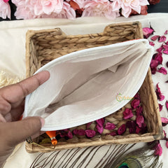 Vriksham Cotton Pouch, Purse for Women with Zipper-Floral Print-White-G19040