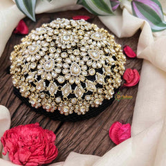 Vriksham Classic Pear Style Floral Gold Stone Work Hair Bun Net With Hair Bun Cage Accessory-BH1268