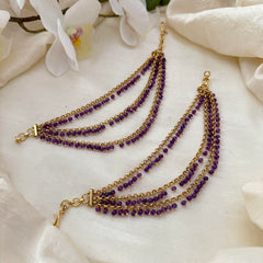 Unique 3 Layer Purple Bead Maatil-Ear Chain-G14236