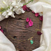 Elegant Single Green Kemp Stone Manga Pendant Invisible Chain-G15537