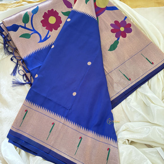 Royal Blue Shilpa Shetty Saree - Paithani Semi Silk Saree -VS3622