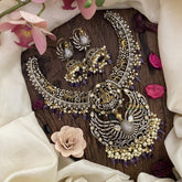 Victorian Diamond Lakshmi Hasli Neckpiece-Purple Bead -VV122