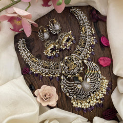 Victorian Diamond Lakshmi Hasli Neckpiece-Purple Bead -VV122