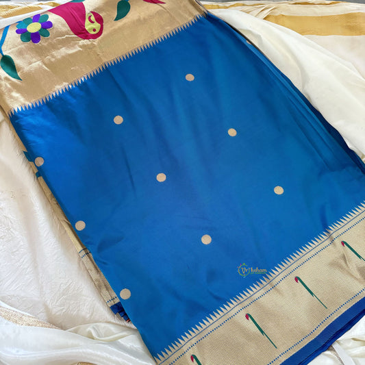 MS Blue Shilpa Shetty Saree - Paithani Semi Silk Saree -VS3621
