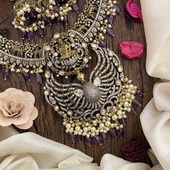 Victorian Diamond Lakshmi Hasli Neckpiece-Purple Bead -VV122