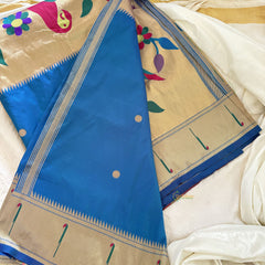 MS Blue Shilpa Shetty Saree - Paithani Semi Silk Saree -VS3621