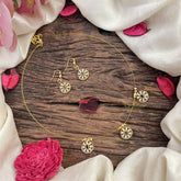 Vriksham Classic Gold Touch Floral Pendant Invisible Chain-White Red-G20605