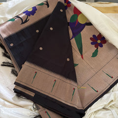 Black Shilpa Shetty Saree - Paithani Semi Silk Saree -VS3620