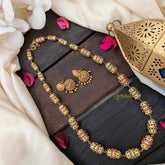 Vriksham Antique Gold Barrel Ruby-Emerald Inspired Beaded Mala Neckpiece-G21987