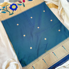 Peacock Green Shilpa Shetty Saree - Paithani Semi Silk Saree -VS3623