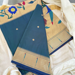 Peacock Green Shilpa Shetty Saree - Paithani Semi Silk Saree -VS3623