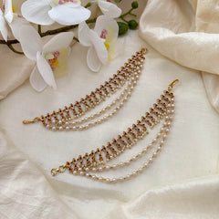 Trendy 3 Layered Pearl Maatil-Ear Chain-G14249